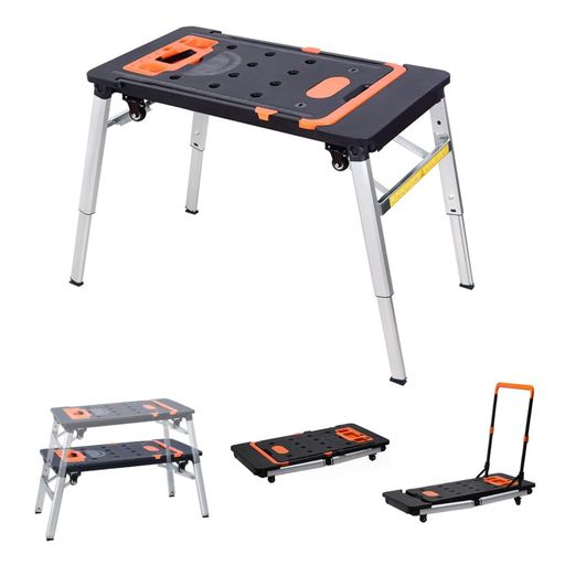 Jumei足場台脚立洗車台踏み台脚立台運搬台車作業台車輪付き多機能7in1折りたたみ耐荷重250kg高さ調節可..