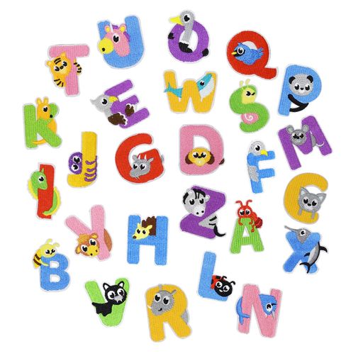 ワッペンアイロン刺繍MUNCVYアップリケDIY服アルファベットと動物モチーフかわいい装飾男の子女の子保育園幼稚園パッチ補修26枚セット衣類浴衣手袋手帳飾り