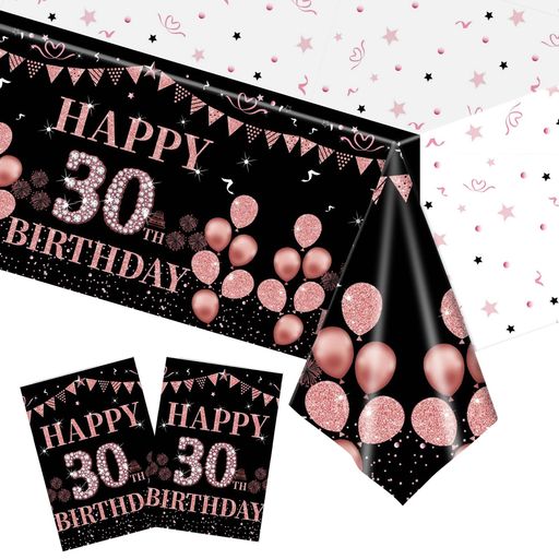 seimeinoki2枚入り使い捨てテーブルクロステーブルカバー誕生日黒ピンク137x274cmテーブルクロスプラスチック防水テーブルカバー防水防油多用途おしゃれ食卓アウトドアパーティー展示会イ…