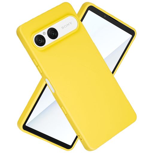 【Moilyo】対応Xperia10VII用のケースシリコンレンズ保護(イエロー)ソニーエクスペリア10vii用スマホケース全面保護耐衝撃TPUシリコンカバー薄型ストラップホール付き落下防止xperia10vii