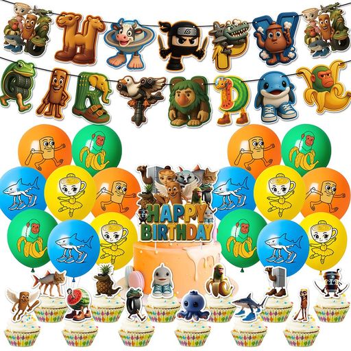 トゥントゥントゥンサフールイタリアンブレインロット誕生日デコレーションセットバナー1枚バルーン16個ケーキトッパー13個パーティー飾り付け1トゥントゥントゥンサフールサフール可…