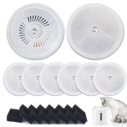 【8個入り】ペット用給水機交換フィルター&スポンジセット|PETKIT互換|5層ろ過構造|活性炭&イオン交換..