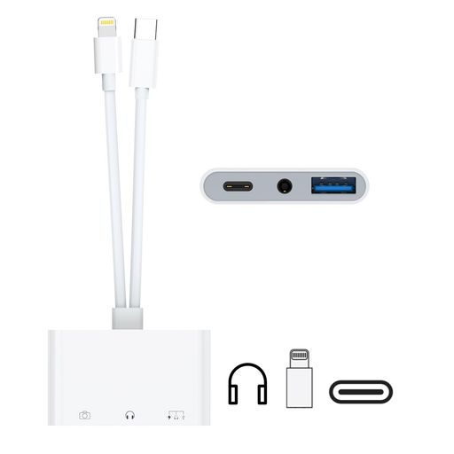 【2025新設計】2in1 イヤホンジャック 変換 USB Type-C/Lightning-3.5mm イヤホン変換アダプター DAC搭載 Hi-Fi音質 高速 双方向転送 PD 急速充電 通話/音量調節/音楽対応 iPhone/iPad/iPad