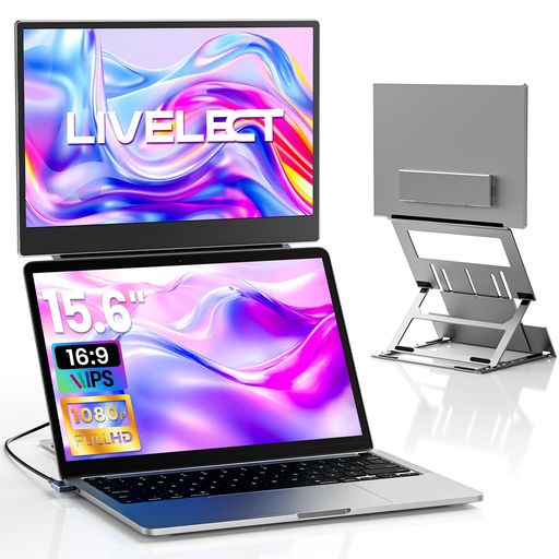 デュアルディスプレイ15.6インモバイルモニターFHD1080P折りたたみ式スタンドマルチモニター360°回転自立スタンド付きUSB/HDMI60Hzスピーカー内蔵IPSパネル