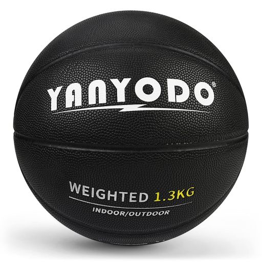 YANYODO バスケットボール 7号 球 ヘビーウエイト PU革 スキルトレーニング 練習用 屋外・屋内用 大人・高学生・大学生用 ギフト ブラック 1.3 KG