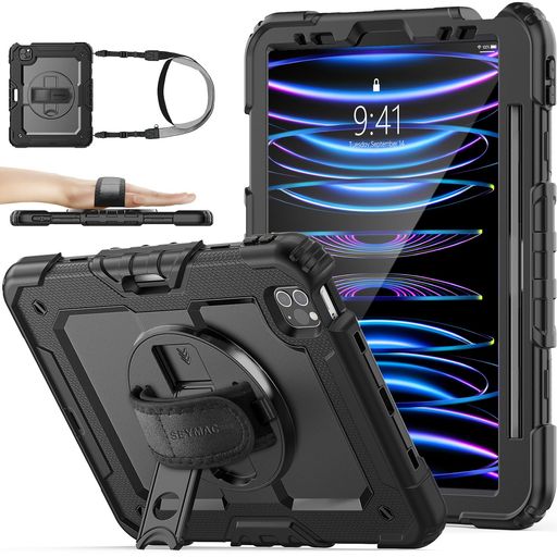 Other - SEYMACstock11インチiPadPro第4世代2022ケース耐衝撃保護フィルム付きペン収納360°回転スタンドハンドストラップショルダーストラップ全面保護カバーiPadPro
