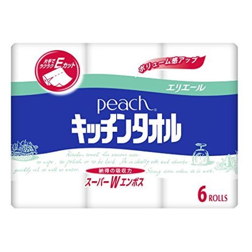 Kitchen Paper - エリエールキッチンペーパーピーチキッチンタオル50カットx6ロールパルプ100%