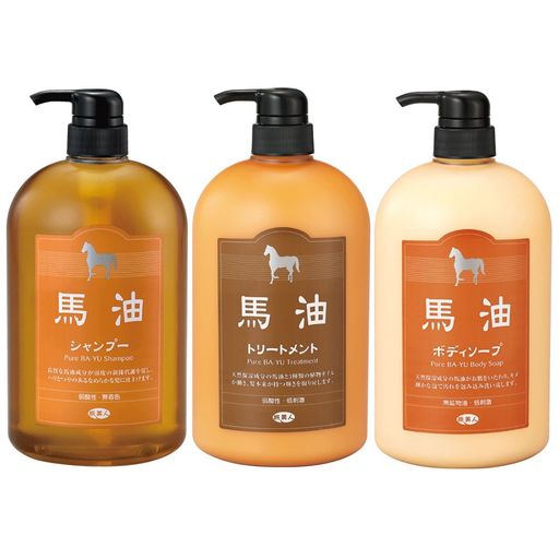 馬油シャンプー&トリートメント&ボディソープ/ポンプボトル3点セット/アズマ商事 ...