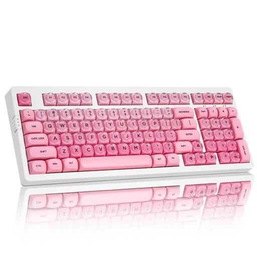 ZORNHER ZH980 ファンデーション メカニカルキーボード 95% 配列 ピンク & ホワイト ナンバーパッド付き ゼリー MOA プロファイルキーキャップ リニアスイッチ クリーミーサウンド ホットスワ…