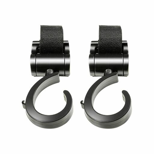 QENLKIXベビーカーフック2個セットマジックテープ滑り止め耐荷重6kg360度回転多機能荷物掛け(電動バイク/バイク/玄関対応)