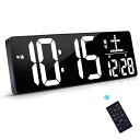 Xflyeeデジタル時計壁掛け大型led置き時計clock目覚まし時計明るさ調整ac電源タイマーアラームスヌーズ機能年/月/日温度/日期切替表示12H/24H切替大きい時計リモコン操作家/オフィス/公共の場(3)