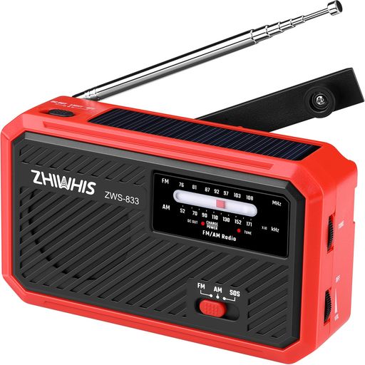 ZHIWHIS 防災ラジオ FM/AM/ワイドFM対応 懐中電灯 (手回し充電/ソーラー充電/USB-C充電/乾電池使用可能)【1200MAH/SOSアラート付き/USB充電】 充電式電池式 携帯小型 震災 台風 停電緊急対策 新登場Z… sugarlight-10125006 シュガーライトSTORE パッケージ画像