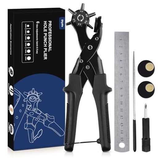 レザーパンチ ベルト  Diyife 穴あけ 穴あけポンチ 革製品 厚紙 定規と研削棒を含む穴あけツール パンチャー パンチ穴径2mm-4.5mm バッグのストラップなどの段ボー…