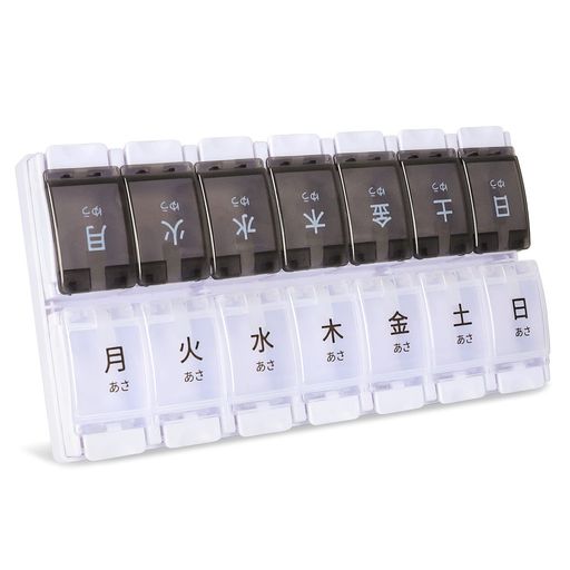 【わかりやすい・曜日表記】:一日二回、一週間分のお薬やサプリメントなどを保存できます。昼・夜別に違う色に分けてあります。半透明な蓋で、中身が見えるようなデザイン、日本語曜日印刷なので誰でもわかりやすくて、飲み忘れや記憶違いの防止に役に立ちます。 【開け閉め簡単・大容量】蓋の開け閉めやすく、ワンタッチプッシュで開けますので、お力の弱い年寄りの方でも使いやすいです。一つの仕切りには7pcs魚油、12pcsカプセまたは18pcsビタミンC錠剤が入れます。収納スペースが大きく、常備薬、ビタミン剤の整理にピッタリです。 【高実用性・使い勝手】:使い方によって、二週間分の薬を保管できます。お薬だけではなく、アクセサリー、あめ、餌等の小物を収納できます。デザインがシンプルなので、どこに置いても違和感はございません。それに、蓋がしっかりと閉じるので、落としてこぼれる心配はいりません。 【安全素材・密封性良い】:PP(ポリプロピレン)100%安全材料を使い、BPAフリー素材で、非毒性、環境に優しいです。密封性がよく、薬やサプリメントが酸化してしまうことを防ぎます。