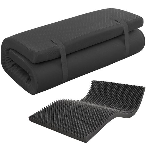 Mensu高反発マットレスダブル極厚10cmベットマット凹凸加工体圧分散敷布団密度25D硬さ210N復元率98%マットレス防ダニ抗菌防臭おりたたみマットレスコンパクトカバー洗える140x195cmブラック