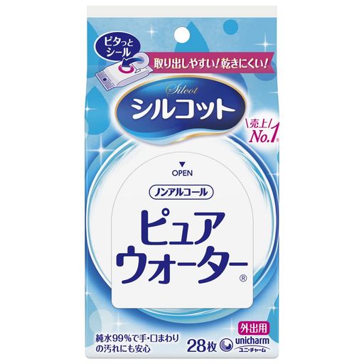 内容量:28枚 、外出用 材質:水、PG、メチルパラベン、エチルパラベン、ポリアミノプロピルビグアニド、プチルカルパミン酸ヨウ化プロピニル ノンアルコール・無香料・パラベンフリー 純水99%で肌にやさしいタイプ 商品サイズ (幅x奥行x高さ) :8.3x3.8x16.3cm