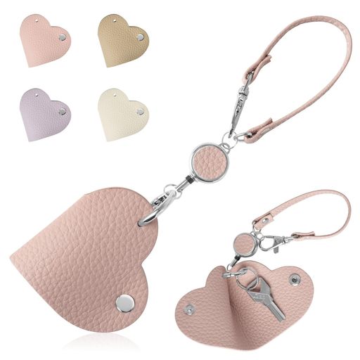 [Tonriga]リールキーホルダー可愛いリールストラップハート型伸縮式頑丈バッグチャーム鍵収納女性用取..