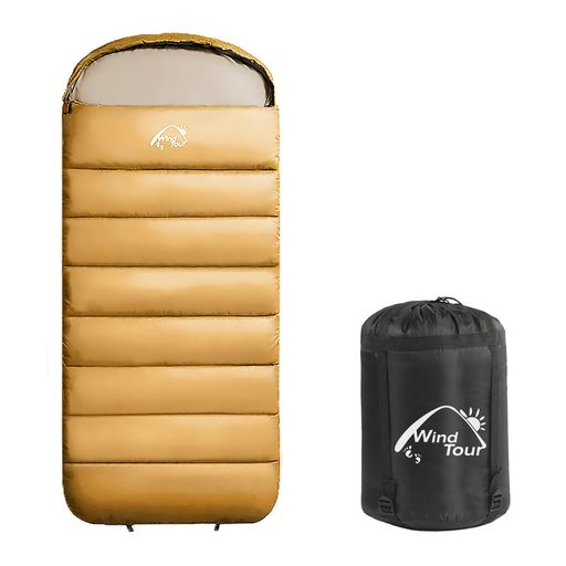 乐天商城 - 封筒型寝袋キャンプアウトドアコンパクト保温防水登山防災用収納袋付き(カーキ-1.6kg)