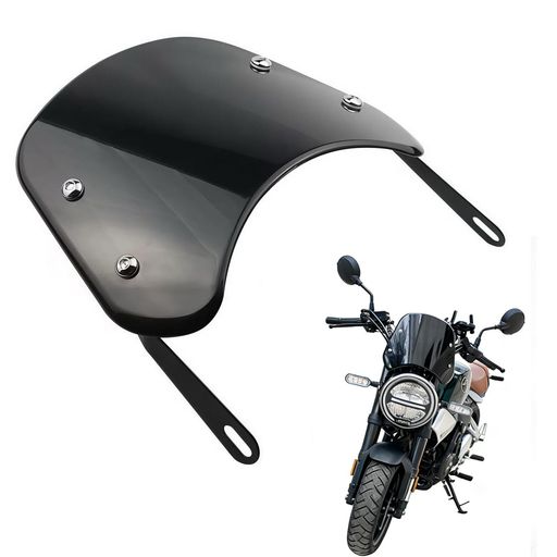 風防 バイク スクリーン ウインドシール バイク用 汎用 メーターバイザー 取付金具セット 防風 防寒 雨よけ 外装 カスタム パーツ フロント ブラック