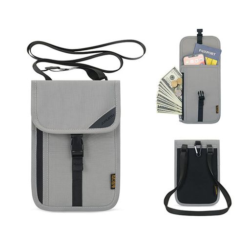 ALLMIRAパスポートケース首下げRFIDスキミング防止超軽量多機能クラスプ付き多機能収納ポケット紙幣カ..