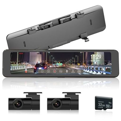 KEIYO【ドライブレコーダーミラー型】前後2カメラ分離式FullHD200万画素後付けデジタルインナーミラーバンド装着式11.2インチタッチパネルスタービスHDR/WDRGPSGセンサー搭載LED信号対応(2.0)