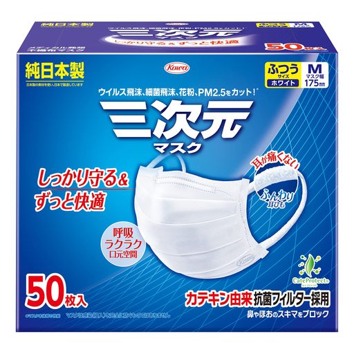 ウィルス飛沫、細菌飛沫、花粉、PM2.5をカットする純日本製不織布マスク