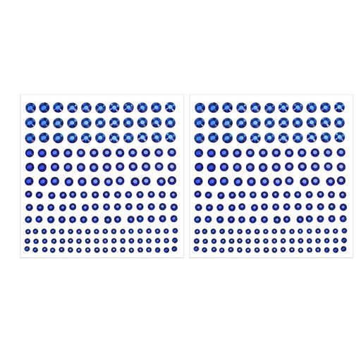 PATIKILセルフアドヒーシブラインストーンステッカー2個のフェイスジェム宝飾品ステッカー水晶装飾シートクラフト用ネイルデコレーションメイクアップDIYダークブルー