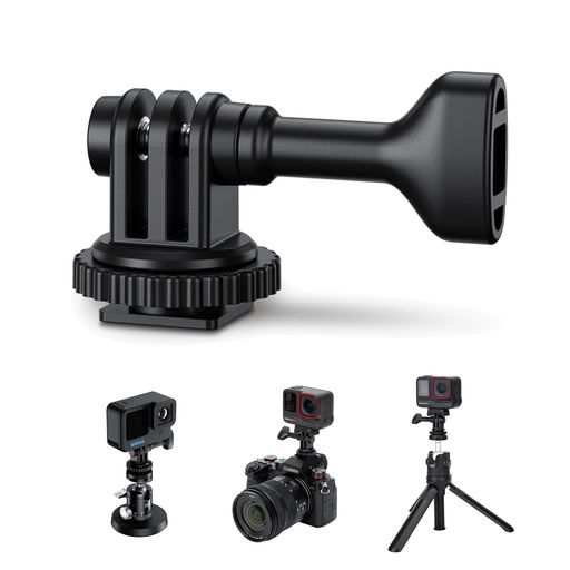 JJCコールドシューアダプターカメラマウントアクションカメラ用三脚マウントアダプターGoPro用マウント1/4ネジ穴付き簡単取付アクションカメラマウントアダプターGoProHERO12111098765DJI