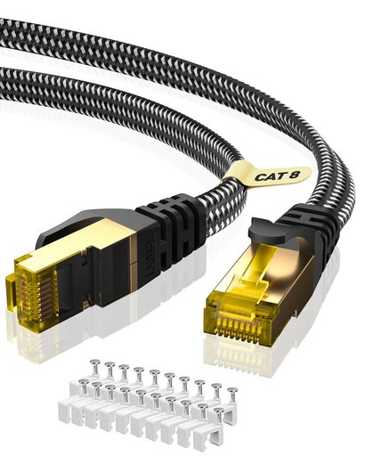 BUSOHE LANケーブル 10M CAT8フラットランケーブル高速 40GBPS 2000MHZ RJ45 有線LANケーブル薄型イーサネットケーブル 金メッキ カテゴリー8 LANケーブル PS3 PS4 XBOX アクセスポイント等に適用