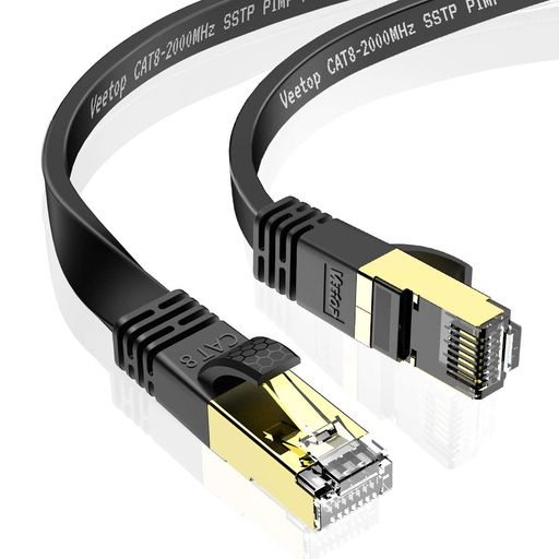 VEETOP 2M LAN֥ CAT8 եå ޤɻ ǳ Ѹ Ķ® 40GBPS 2000MHZ 26AWG ť...