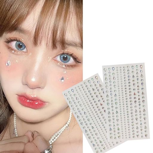 460個水滴模様ラインストーンシール2枚セットフェイスステッカー3D光るラインストーンデコシール貼り付..