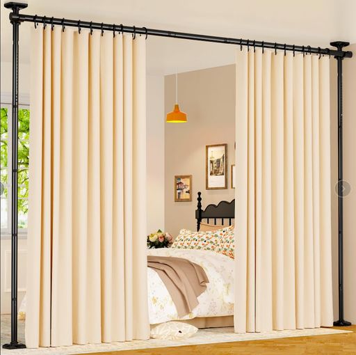 Goovilla突っ張り式パーテーション間仕切り高さ122~305cmx幅71~178cm部屋の間仕切カーテンレールカーテンポール縦横伸縮自在高さ調節可取付簡単非破壊設置工具不要おしゃれブラック