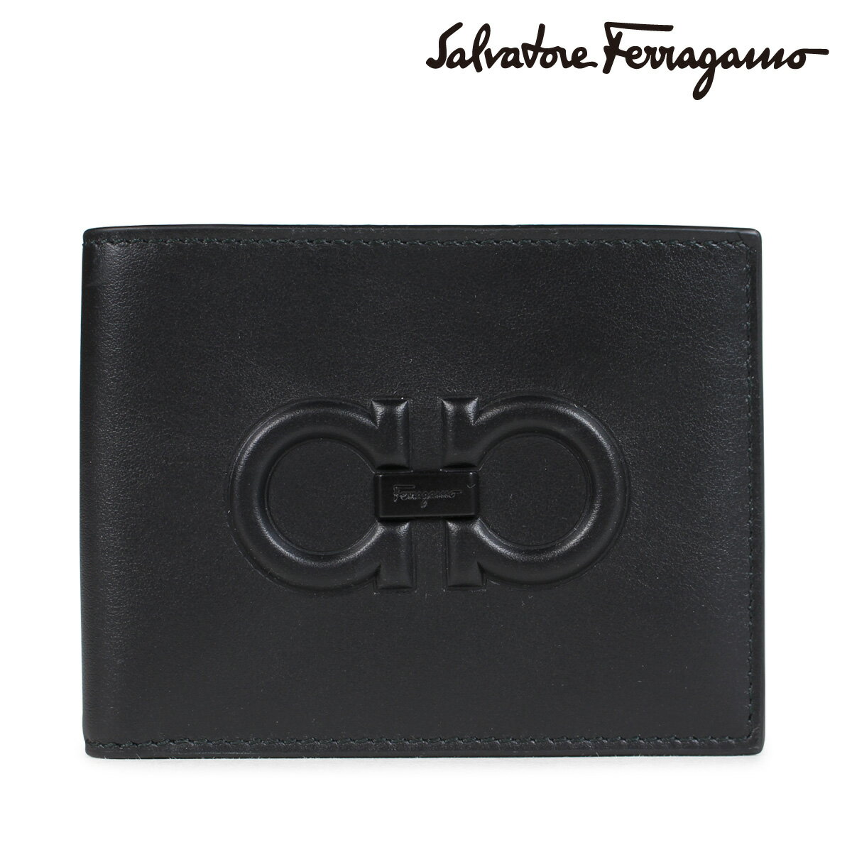 Salvatore Ferragamo 財布 メンズ 二つ折り フェラガモ FIRENZE LOGO WALLET ブラック 66A248 [10/23 新入荷]