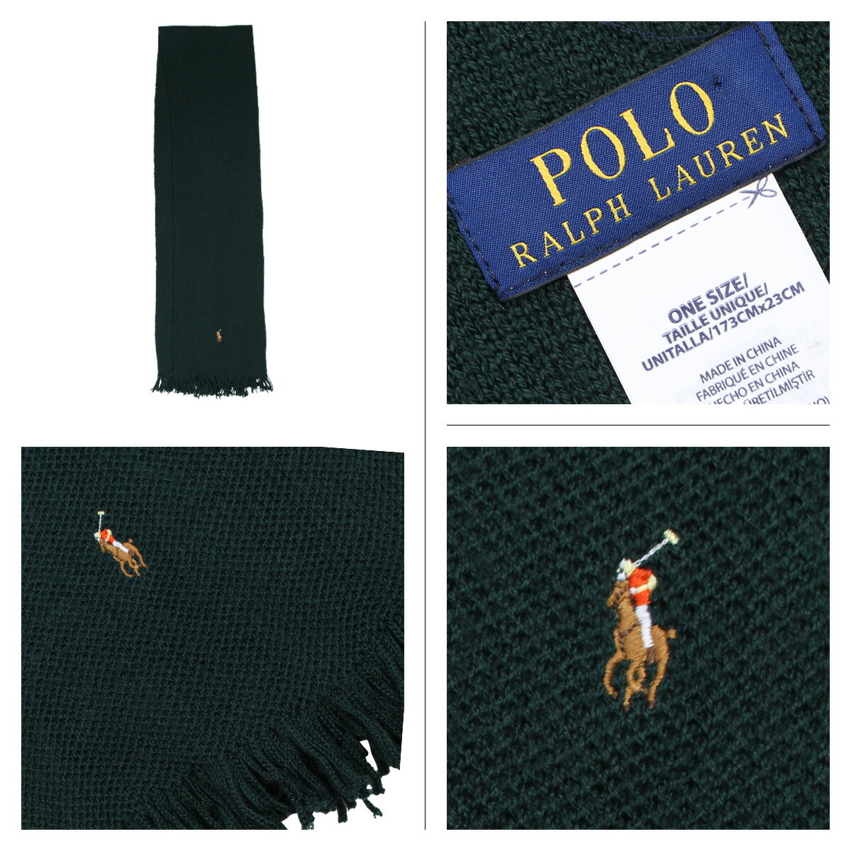 POLO RALPH LAUREN マフラー メンズ レディース ウール ポロ ラルフローレン WOOL SCARF ブラック 黒 グリーン PP0024