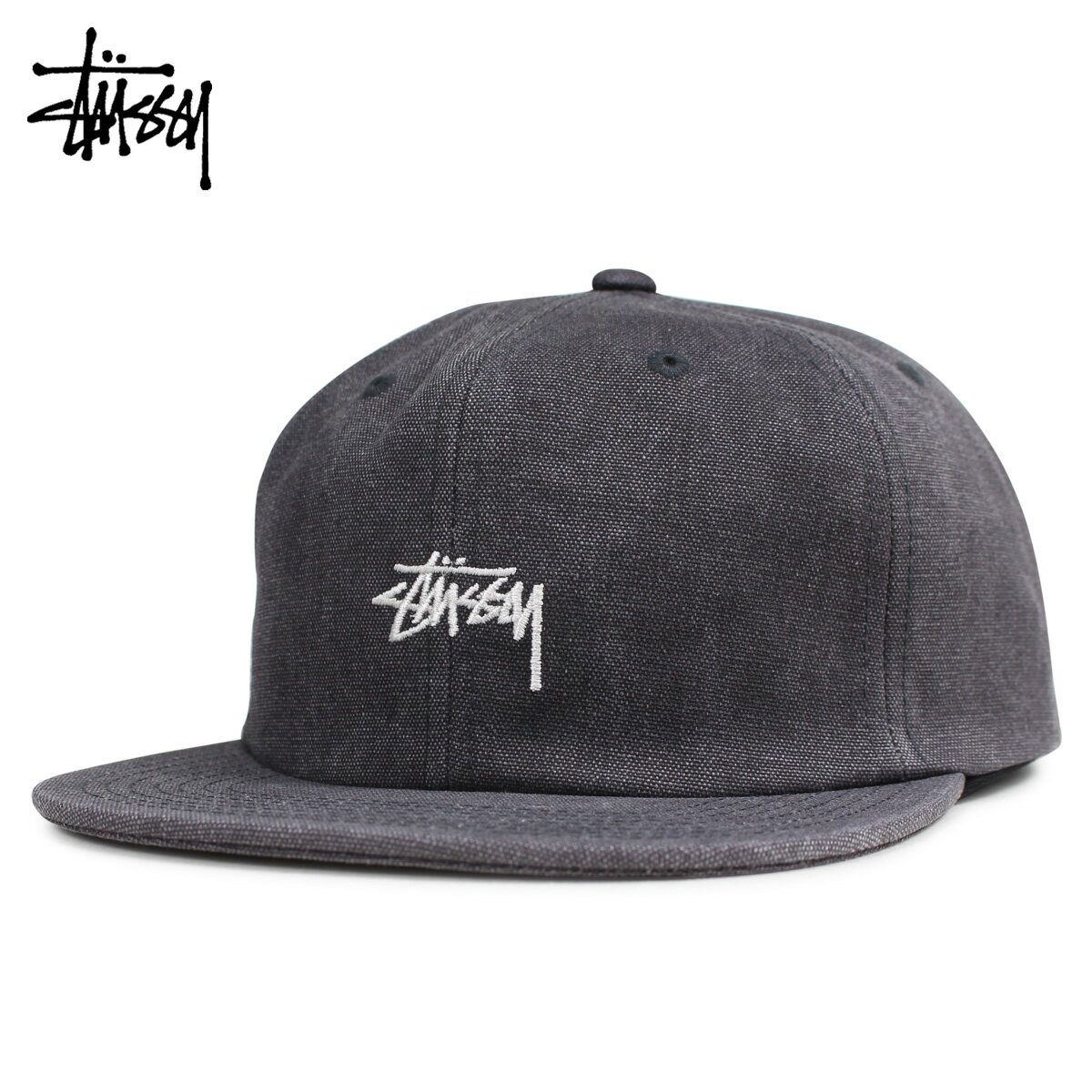 STUSSY ステューシー キャップ 帽子 メンズ レディース スナップバック STOCK WASHED CANVAS CAP ブラック 黒 131869 [予約商品 6/18頃入荷予定 新入荷]