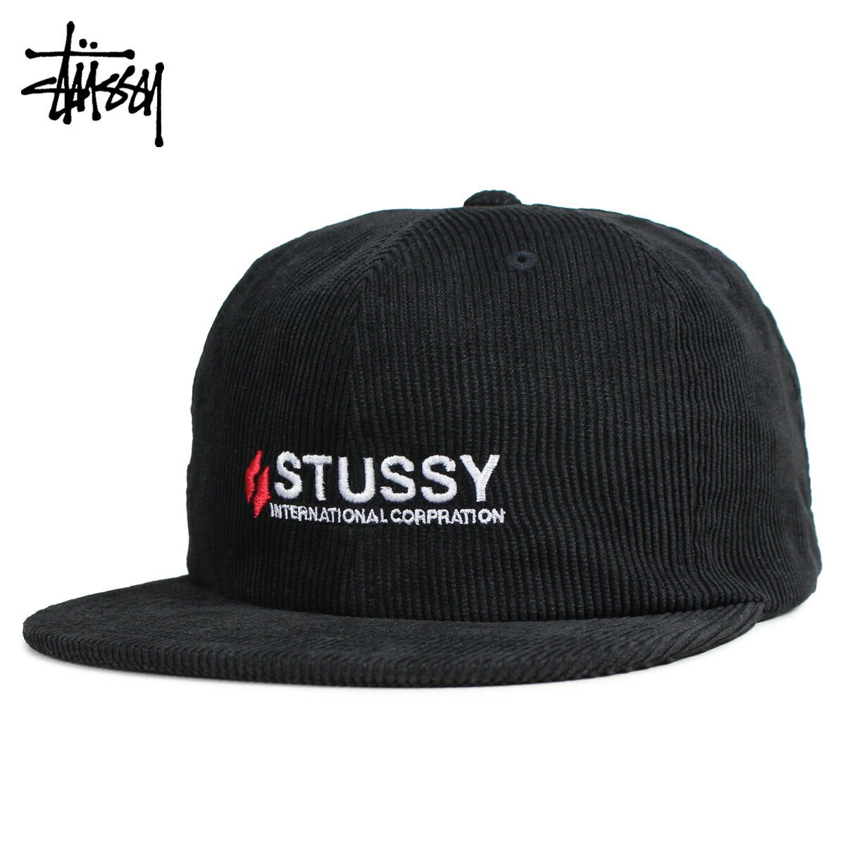 STUSSY ステューシー キャップ 帽子 メンズ レディース スナップバック WASHED CORD CAP ブラック 黒 131870 [予約商品 6/18頃入荷予定 新入荷]