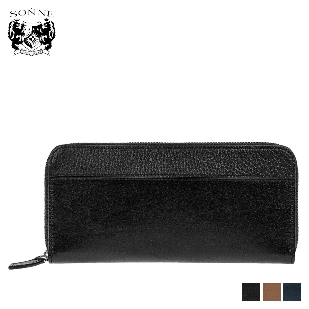 SONNE ゾンネ 財布 長財布 メンズ ラウンドファスナー レザー SONNE SHB001 ブラック ネイビー ブラウン 黒 SHB001