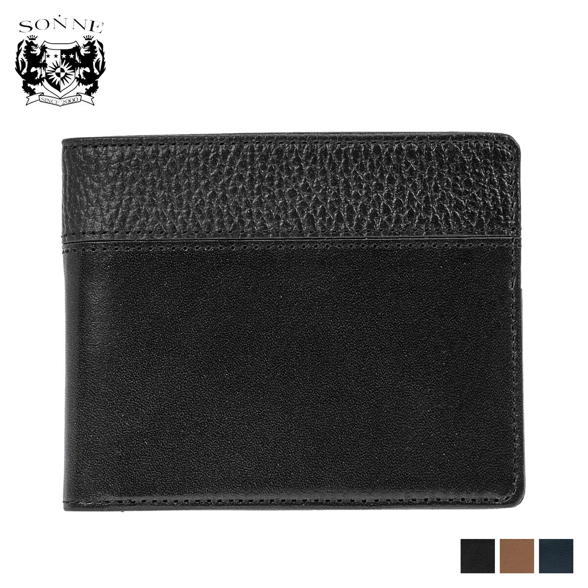 SONNE ゾンネ 財布 二つ折り メンズ レザー SONNE SHB003 ブラック ネイビー ブラウン 黒 SHB003