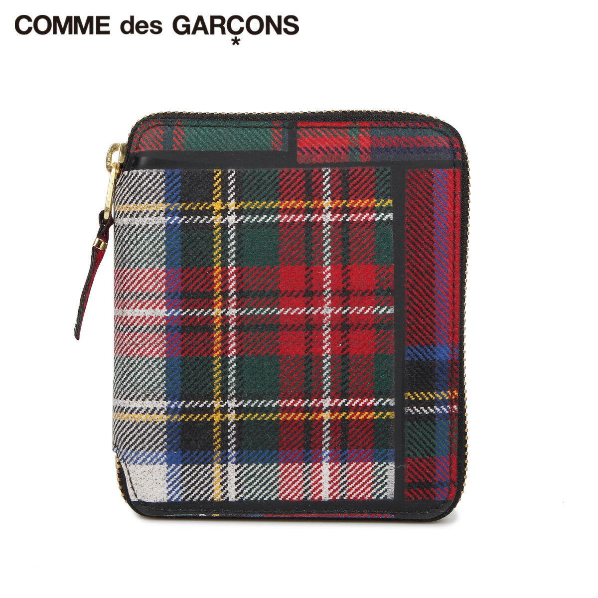  COMME des GARCONS コムデギャルソン 財布 二つ折り メンズ レディース ラウンドファスナー 本革 タータンチェック TARTAN PATCHWORK WALLET レッド SA2100TP