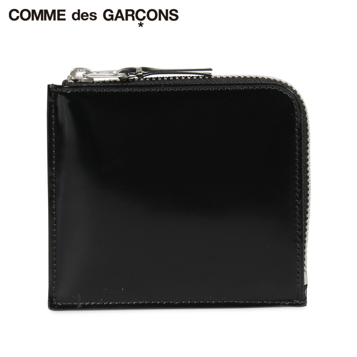 COMME des GARCONS コムデギャルソン 財布 小銭入れ コインケース メンズ レディース L字ファスナー 本革 MIRROR INSIDE COIN CASE ブラック 黒 SA3100MI
