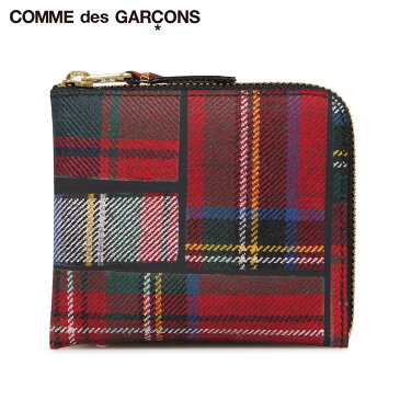 COMME des GARCONS コムデギャルソン 財布 小銭入れ コインケース メンズ レディース L字ファスナー タータンチェック TARTAN PATCHWORK COIN CASE レッド SA3100TP