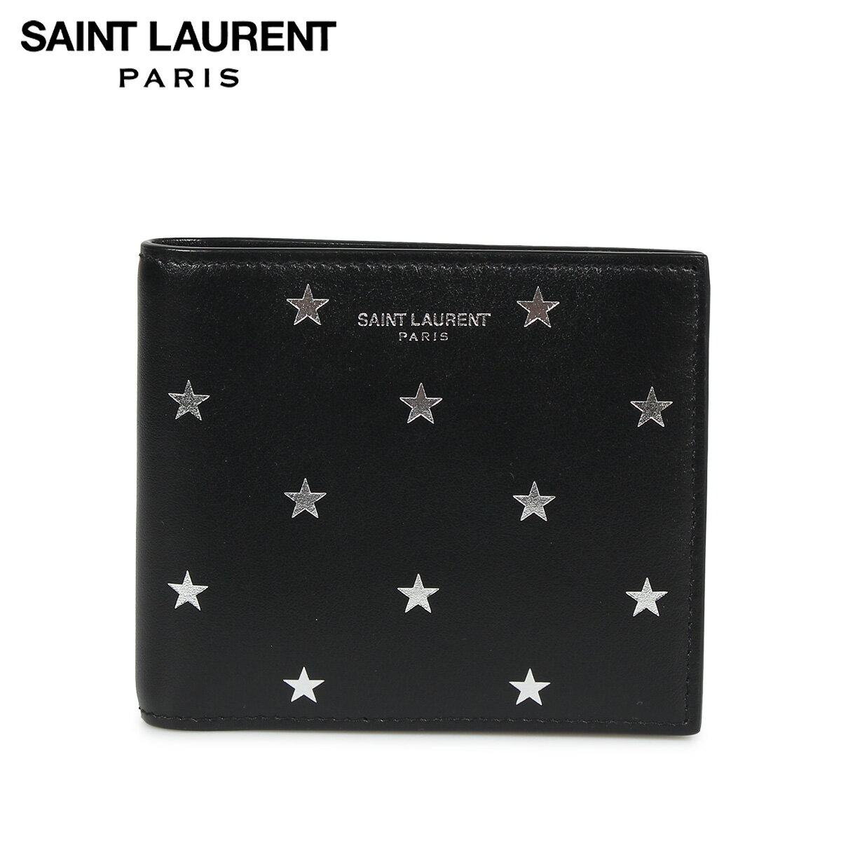 サンローラン プレゼント メンズ（30000円程度） 【最大1000円OFFクーポン配布中】 SAINT LAURENT PARIS サンローラン パリ 財布 二つ折り 本革 メンズ レディース STAR PRINT WALLET ブラック 黒 3963070O7GN