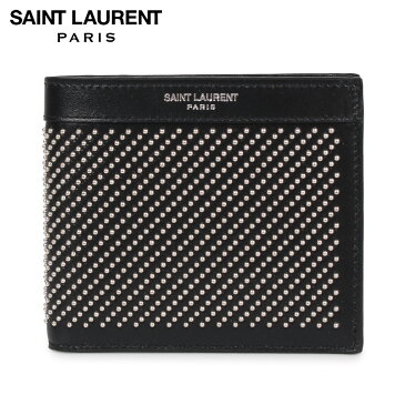 SAINT LAURENT PARIS サンローラン パリ 財布 二つ折り メンズ STUD-EMBELLISHED WALLET ブラック 黒 3613200VGUE
