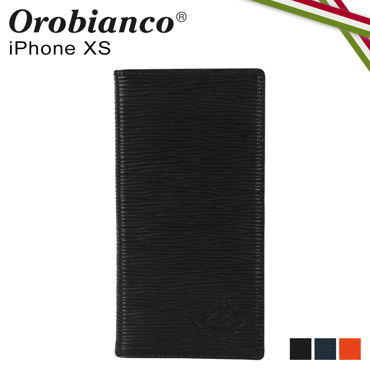 【最大1000円OFFクーポン配布中】 Orobianco オロビアンコ iPhoneXS ケース スマホケース 携帯 手帳型 アイフォン メンズ レディース ONDA BOOK TYPE SMARTPHONE CASE ブラック ネイビー オレンジ 黒 ORIP-0006XS