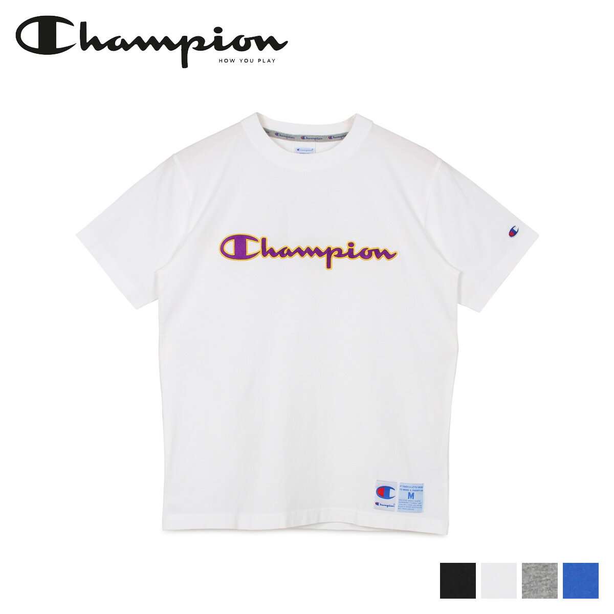 チャンピオン ペアTシャツ Champion チャンピオン Tシャツ 半袖 メンズ レディース T-SHIRT ブラック ホワイト グレー ブルー 黒 白 C3-Q301