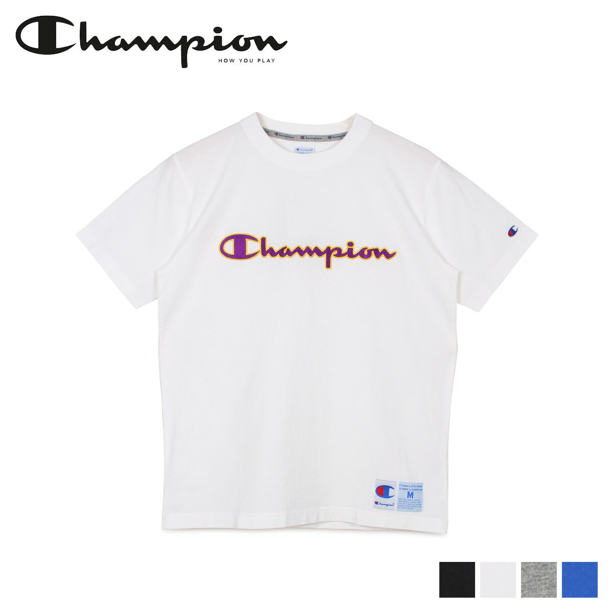 Champion チャンピオン Tシャツ 半袖 メンズ レディース T-SHIRT ブラック ホワイト グレー ブルー 黒 白 C3-Q301