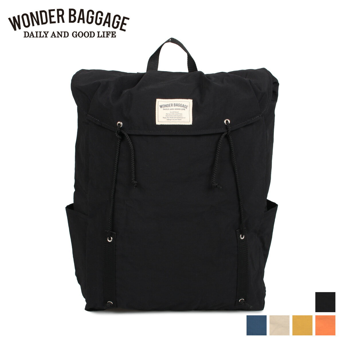 WONDER BAGGAGE ワンダーバゲージ リュック バッグ バックパック メンズ レディース 16L SUNNY DRAW STRING PACK ブラック ネイビー ベージュ マスタード オレンジ 黒 母の日