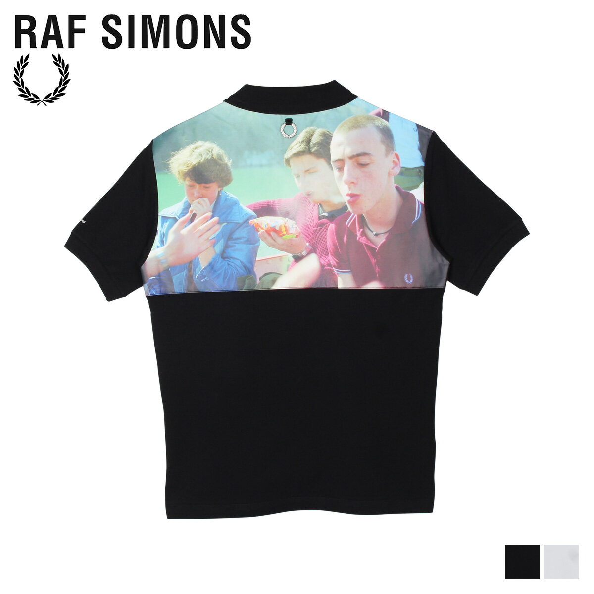 FRED PERRY RAF SIMONS フレッドペリー ラフシモンズ ポロシャツ 半袖 メンズ コラボ YOKE PRINT POLO ブラック ホワイト ネイビー 黒 白 SM8127