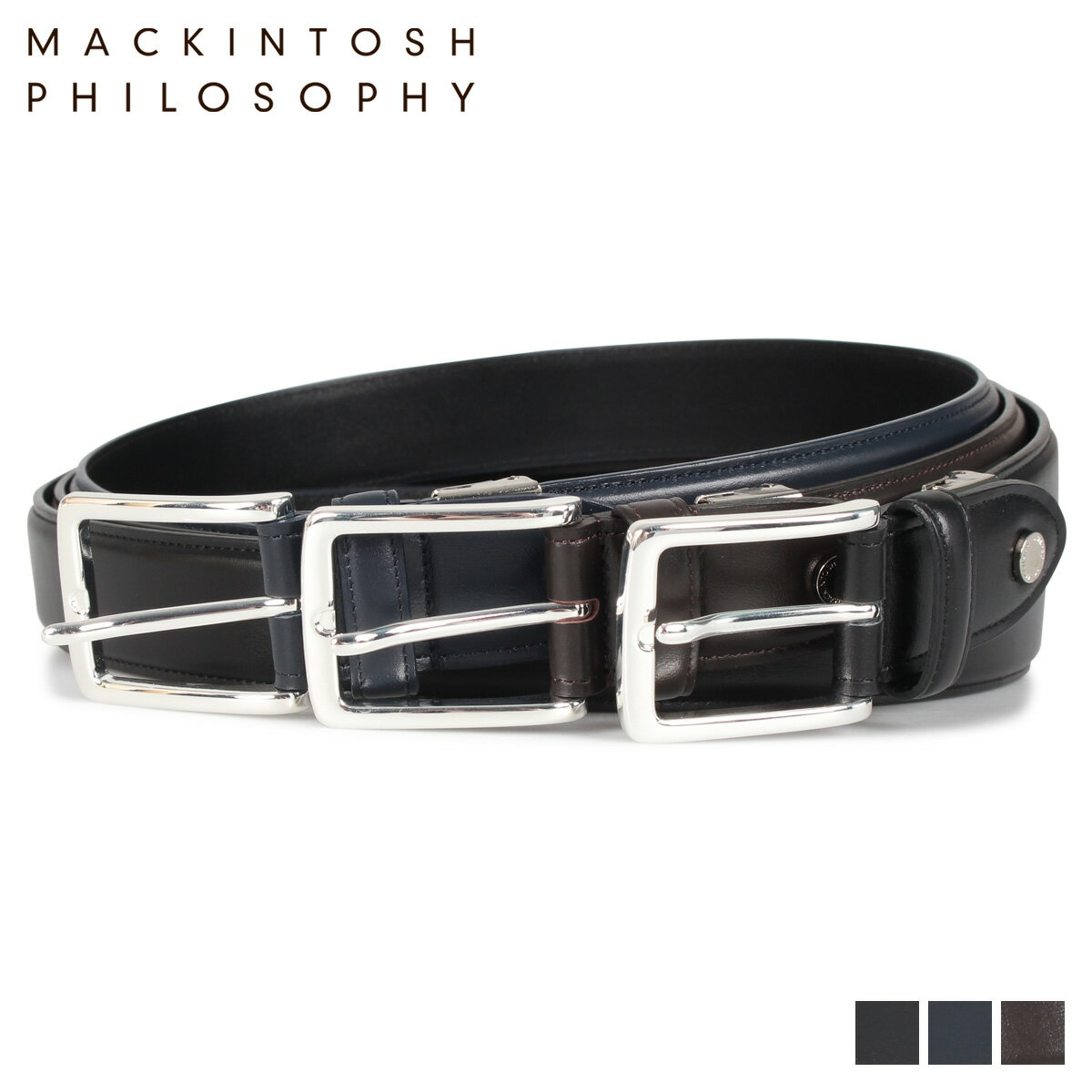 レザーベルト MACKINTOSH PHILOSOPHY マッキントッシュ フィロソフィー ベルト レザーベルト メンズ 本革 バックル LEATHER BELT ブラック ネイビー チョコ 黒 MAP-8100120