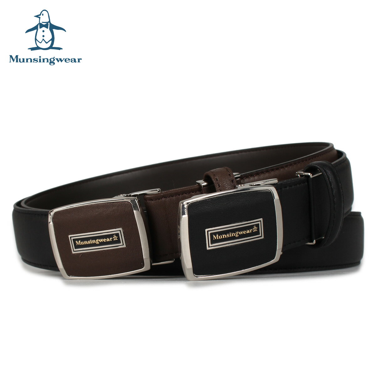 レザーベルト 【最大1000円OFFクーポン配布中】 Munsingwear マンシングウェア ベルト レザーベルト メンズ 本革 LEATHER BELT ブラック ブラウン 黒 MUN-105017